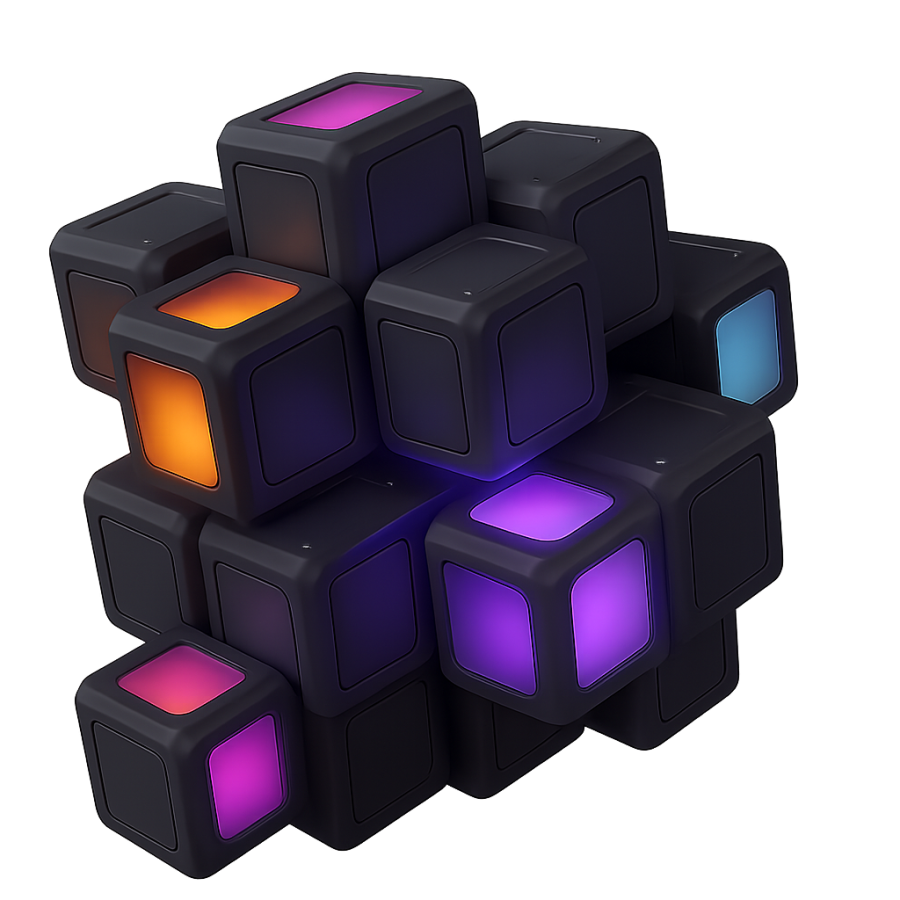 3D cube structure symbolizing a decentralized exchange (DEX) system by ND Labs